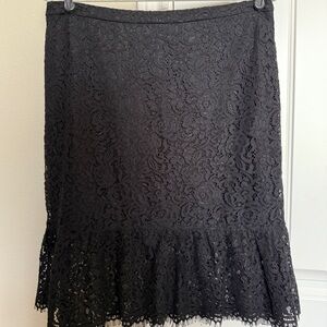 Banana Republic Black Ruffled Lace Skirt Size 10